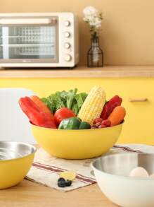 家用不锈钢沙拉碗方便面碗蔬菜韩式拌饭冷面碗大汤碗煮面盆圣诞礼物 - 白色 - 查看 3