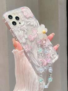 Summer Floral Pattern Phone Case With Lanyard - Multicolor - View 3