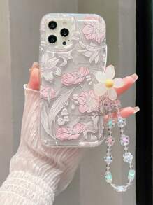 Summer Floral Pattern Phone Case With Lanyard - Multicolor - View 4