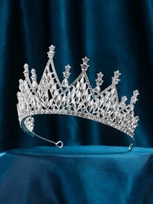 1 件时尚奢华闪亮皇冠发饰，适合女性婚礼派对新娘公主 - 銀色 - 查看 4