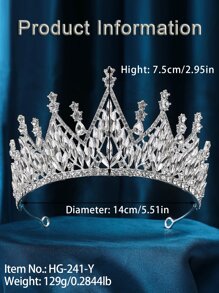 1 件时尚奢华闪亮皇冠发饰，适合女性婚礼派对新娘公主 - 銀色 - 查看 2