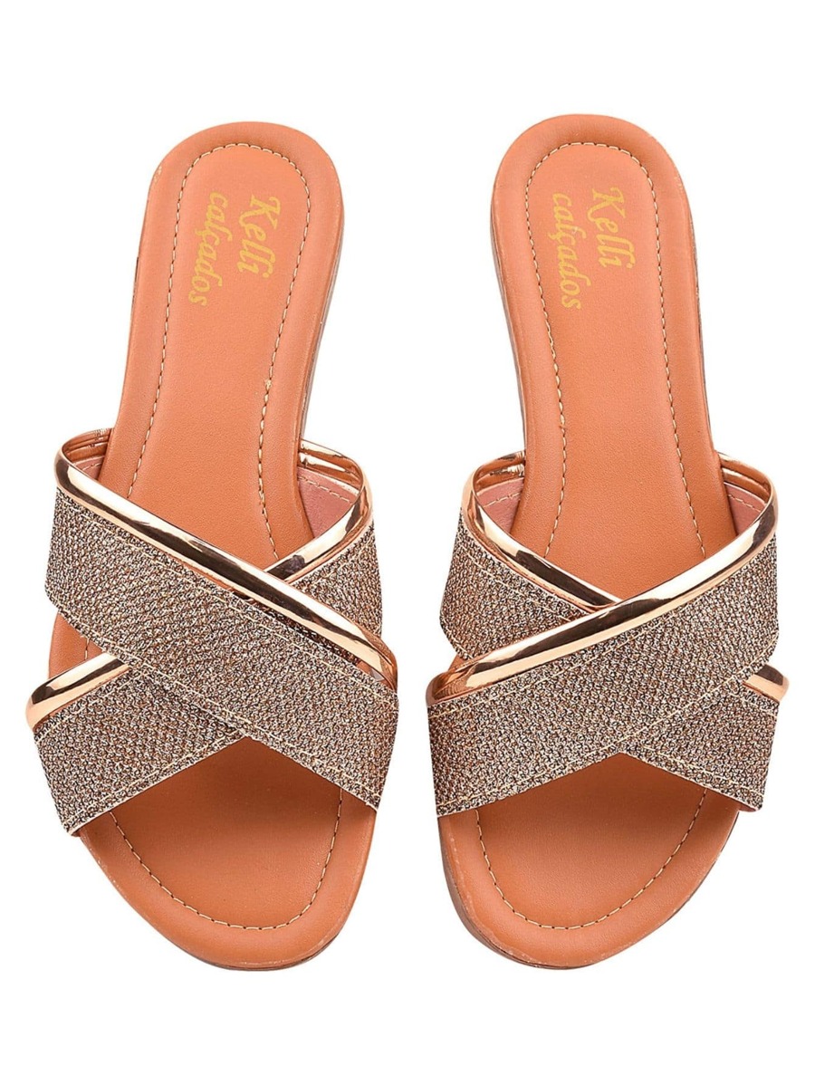 Women Slides - 金色 - 查看 1