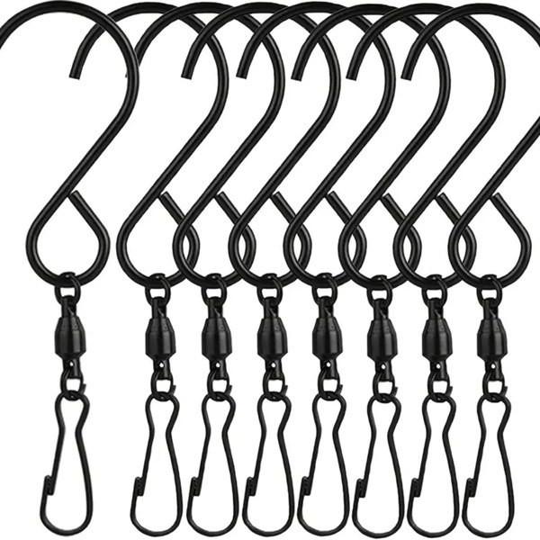 8 piezas Ganchos colgantes giratorios en forma de S de acero inoxidable, para colgar carillones de viento, comederos de pájaros, decoración de cristal para fiesta