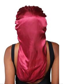 長款緞面睡眠護帽-適用於長捲曲辮子、紮麻花辮的女士睡帽,酒紅色 - 酒紅色 - 查看 3