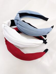 Bộ 3 Băng đô thắt nút đơn giản thanh lịch dành cho nữ dùng hàng ngày, Băng đô, Băng đô vòng tóc, Phụ kiện đội đầu - Nhiều màu - Xem 3