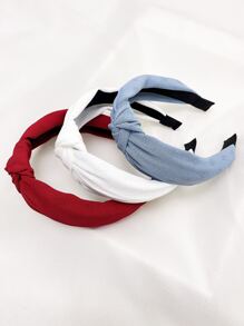 Bộ 3 Băng đô thắt nút đơn giản thanh lịch dành cho nữ dùng hàng ngày, Băng đô, Băng đô vòng tóc, Phụ kiện đội đầu - Nhiều màu - Xem 6