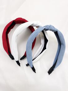 Bộ 3 Băng đô thắt nút đơn giản thanh lịch dành cho nữ dùng hàng ngày, Băng đô, Băng đô vòng tóc, Phụ kiện đội đầu - Nhiều màu - Xem 5