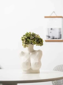 北歐風格創意半身人體幾何陶瓷花瓶插花裝飾送禮 - 白色 - 查看 5