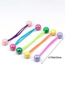 7入組可愛繽紛球形設計雙頭髮帶，休閒時尚必備 - 彩色 - 查看 5