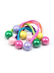 7入組可愛繽紛球形設計雙頭髮帶，休閒時尚必備 - 彩色 - 查看 4