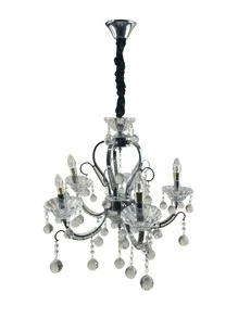 Lustre Candelabro Clássico de Cristal com 5 Braços - Prata - Visão 2