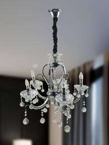 Lustre Candelabro Clássico de Cristal com 5 Braços - Prata - Visão 1