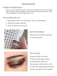 珠寶臉部貼紙，1入組深粉紅色水鑽臉部貼紙防水化妝紋身貼紙適合派對和節日裝飾 - 粉色 - 查看 6