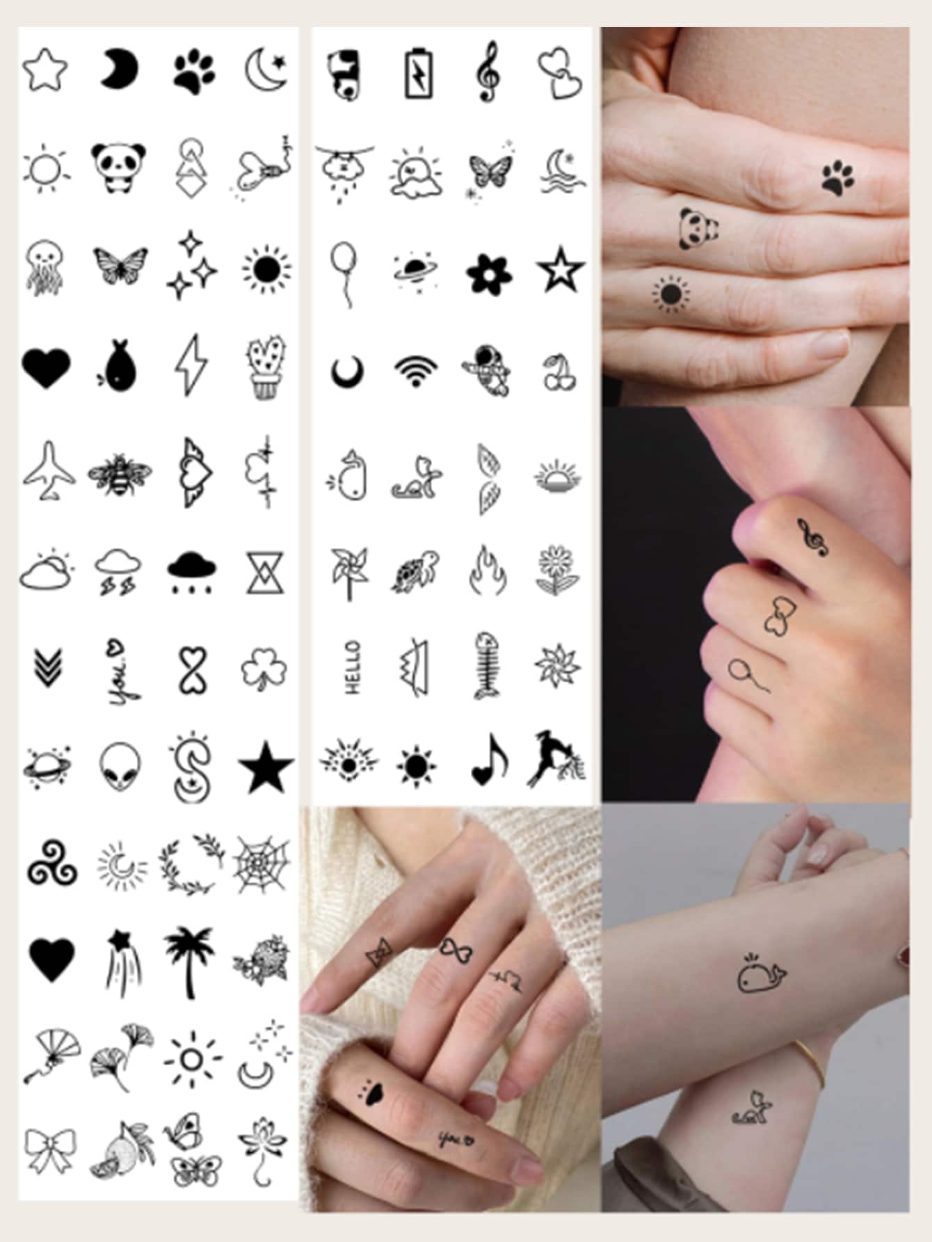 5入組可愛的熊貓和小夏天圖案臨時紋身貼紙