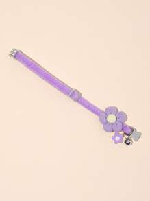 1 Pieza Collar Para Mascotas Con Decoración De Flores Y Colgante De Flor, Adecuado Para Pequeños Gatos Y Perros Para Decoración Y Tracción - Morado - Ver 4