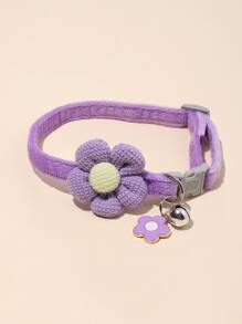 1 Pieza Collar Para Mascotas Con Decoración De Flores Y Colgante De Flor, Adecuado Para Pequeños Gatos Y Perros Para Decoración Y Tracción - Morado - Ver 3