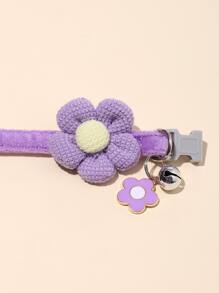 1 Pieza Collar Para Mascotas Con Decoración De Flores Y Colgante De Flor, Adecuado Para Pequeños Gatos Y Perros Para Decoración Y Tracción - Morado - Ver 2