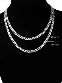 SYMFNY 1pc Men's 925 Sterling Silver Solid Thick Chain Necklace