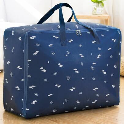 1pc Fish Patterned Quilt Storage Bag, Clothing Organizer For Home