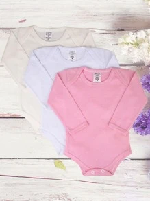 Kit Com 12 Peças Roupa De Bebe Body Manga Longa Mijão e Touca - Rosa Bebê - Visão 3