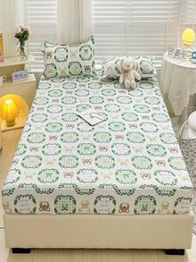 1pc Solid Color Bed Cover Sheet For Mattress, Mattress Protector - White - View 2