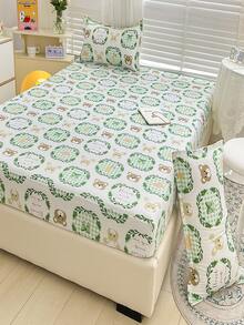 1pc Solid Color Bed Cover Sheet For Mattress, Mattress Protector - White - View 10