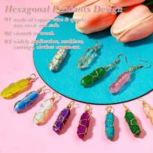 20入組水晶吊墜六角形天然水晶吊墜石英寶石吊墜繞線吊墜適合項鍊珠寶製作DIY工藝 - 10PCS吊墜+10PCS項鍊鏈 - 查看 5