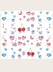 6Pcs Lovely Heart Pattern Temporary Tattoo Sticker Body Small Fake Tattoo Sticker, Festival/Y2k Themed Makeup & Party Decoration - Multicolor - View 3