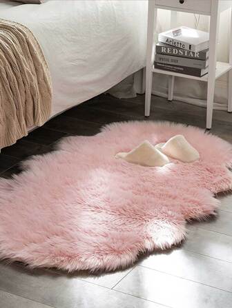 Soft Faux Fur Rug Cute Pink Interior Decoration Fluffy Area Rug Machine Washable Fluffy Chair Couch Sofa Cover For Bedroom