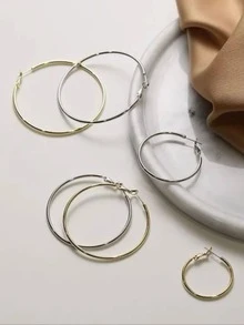 Hoop Earrings - 金色 - 查看 2