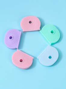 Bộ 5 Màu Sắc Ngẫu Nhiên Silicone Co Giãn Chìa Khóa Chống Nước Nắp Chìa Khóa Mặt Dây Chuyền Nhận Dạng Phân Loại Bảo Vệ Móc Khóa - Nhiều màu - Xem 5