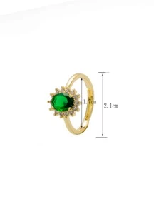 1pc New Fashionable European And American Style Commuting, Grandmother Green Sunflower Decorated Ring For Women, Adjustable Size, Gift Valentines