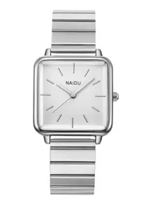 1pc Women's Square Minimalist Fashion Quartz Watch, Versatile Student Style Suitable For Daily Wear - Silver - View 2
