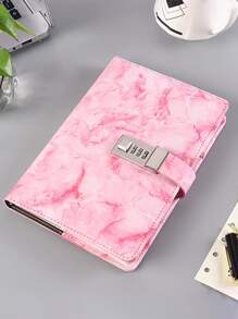 rosado Love con patrón de mármol Bloqueo de contraseña Cuaderno , proteger su privacidad en escribiendo - Rosa - Ver 1