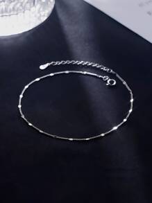 ELSEDES 1pc Fashionable S925 Silver Simple Style Personalized Charming Graceful Chain Anklet For Women's Summer Outfits, Daily Wear & Party Wear Holiday