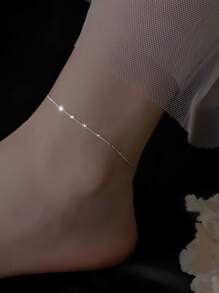 ELSEDES 1pc Fashionable S925 Silver Simple Style Personalized Charming Graceful Chain Anklet For Women's Summer Outfits, Daily Wear & Party Wear Holiday