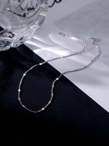 ELSEDES 1pc Fashionable S925 Silver Simple Style Personalized Charming Graceful Chain Anklet For Women's Summer Outfits, Daily Wear & Party Wear Holiday