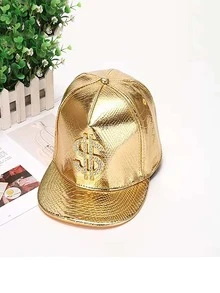 1 Miếng Không giới tính Mũ bóng chày , Hiphop Mũ , Phương Tây Pha lê Ký hiệu đô la Trang trí , Da , - Vàng - Xem 2