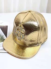 1 Miếng Không giới tính Mũ bóng chày , Hiphop Mũ , Phương Tây Pha lê Ký hiệu đô la Trang trí , Da , - Vàng - Xem 1