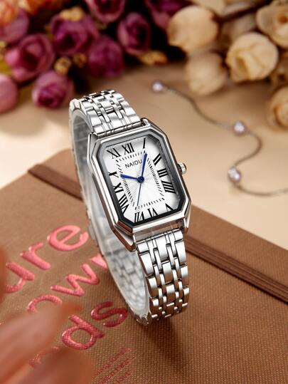 1pc Women's Vintage Roman Numeral Quartz Watch, Business Casual Style Suitable For Daily Wear