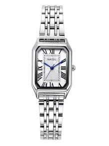 Mujer Reloj cuarzo de esfera plata de acero inoxidable con tira de moda geométrico , para vida diaria