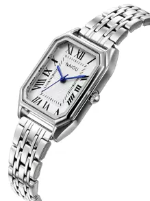 Mujer Reloj cuarzo de esfera plata de acero inoxidable con tira de moda geométrico , para vida diaria