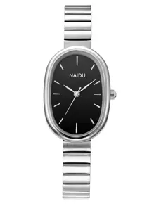 1 chiếc đồng hồ nữ thạch anh tròn kiểu cổ điển tối giản, thời trang và đa năng, phù hợp để đeo hàng ngày. - Đen và trắng - Xem 3