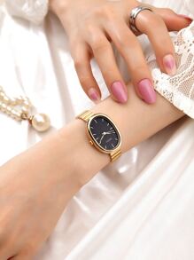 Vintage Small Round Women's Watch, Elegant And Versatile Quartz Watch - 黑色 - 查看 4
