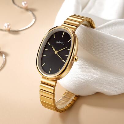 1 件复古简约圆形女士石英表，时尚百搭，适合日常装饰