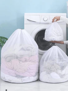 3pcs/Set Or 1pc Drawstring Thickened Laundry Bag, Mesh Bra Wash Bag For Plus Size Underwear,Spring,Minimalist,Summer Tops - White - View 6