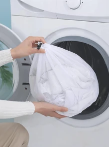 3pcs/Set Or 1pc Drawstring Thickened Laundry Bag, Mesh Bra Wash Bag For Plus Size Underwear,Spring,Minimalist,Summer Tops - White - View 3