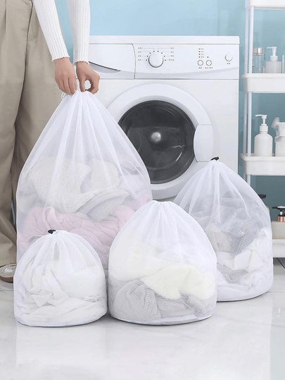 Set de 3 piezas o 1 pieza de bolsa de lavandería con cordón grueso, bolsa de malla para lavar sostenes de talla grande, ropa interior, tops de primavera, minimalistas y de verano