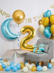 1 件 40 英寸金色彩色数字气球氦气铝箔聚酯薄膜气球生日派对宴会装饰，圣诞节 - 查看 2
