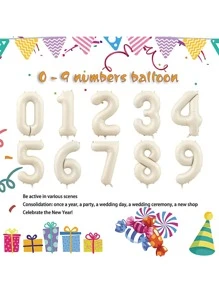 1pc 40 In Cream White Number Balloon Helium Foil Mylar Balloon Birthday Party Banquet Decoration, Christmas
